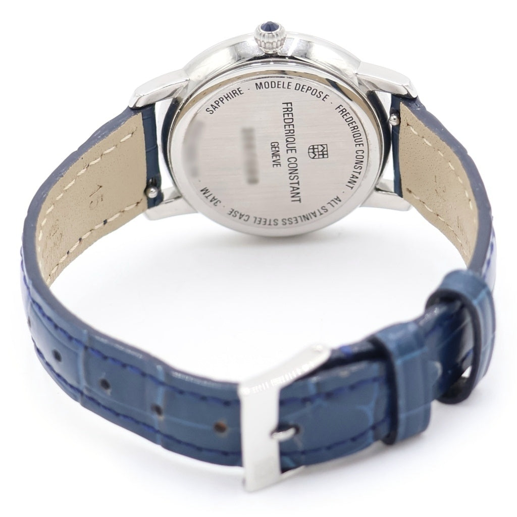 FREDERIQUE CONSTANT(フレデリックコンスタント) スリムラインムーンフェイズ ダイヤインデックス ホワイトシェル文字盤 ステンレス/レザー クォーツ 腕時計 206MPWD1S6 レディース