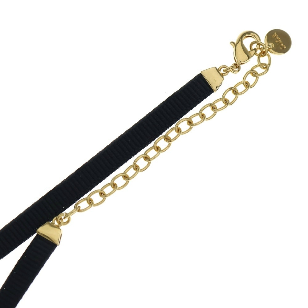 Christian Dior(クリスチャンディオール) ディオレボリューション チョーカー ロゴ ラインストーン ネックレス ブラック×ゴールド GP