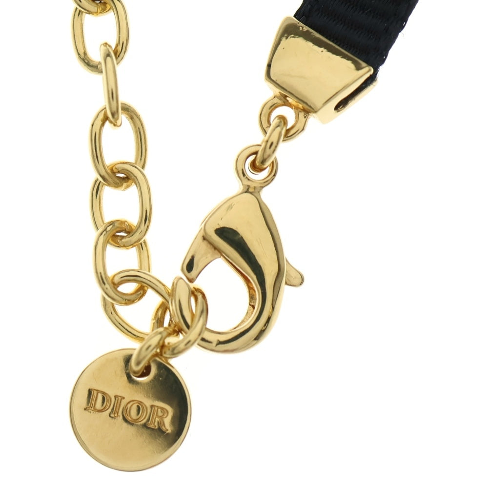 Christian Dior(クリスチャンディオール) ディオレボリューション チョーカー ロゴ ラインストーン ネックレス ブラック×ゴールド GP
