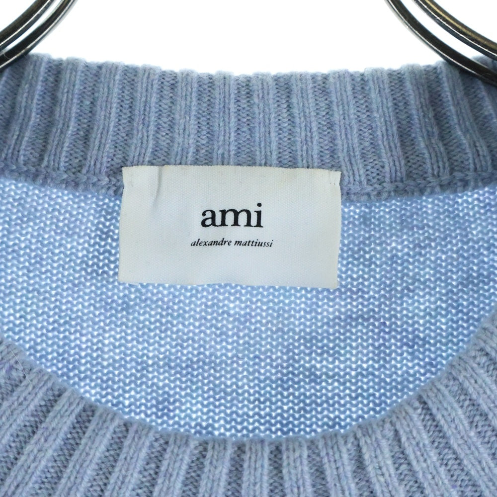 ami paris(アミパリス) ハートロゴ刺繍 クルーネック ウール プル 