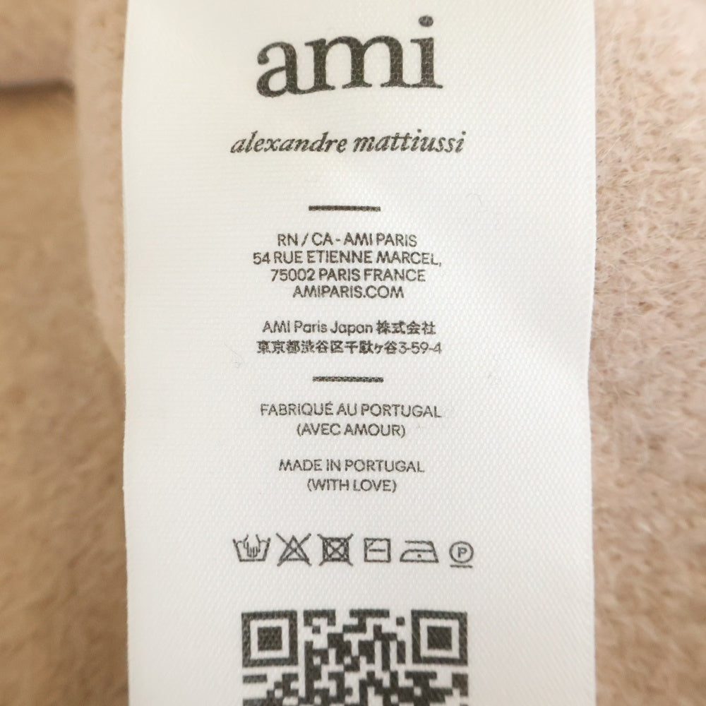 ami paris(アミパリス) アルパカウール ハートロゴ クルーネックニットカーディガン ピンク UKC025.KN0032