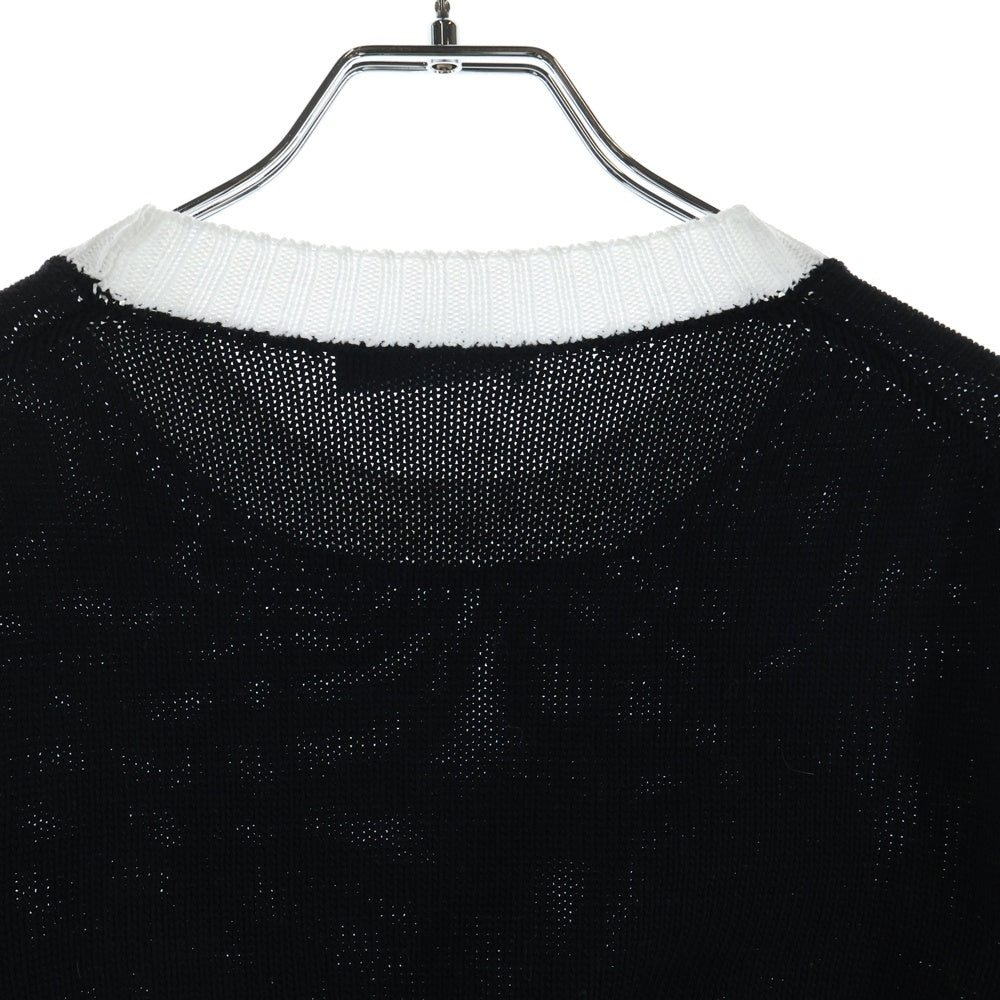 PRADA(プラダ) 24AW ロゴ刺繍 クロップド クルーネック 半袖ニット セーター ブラック レディース P24I1R