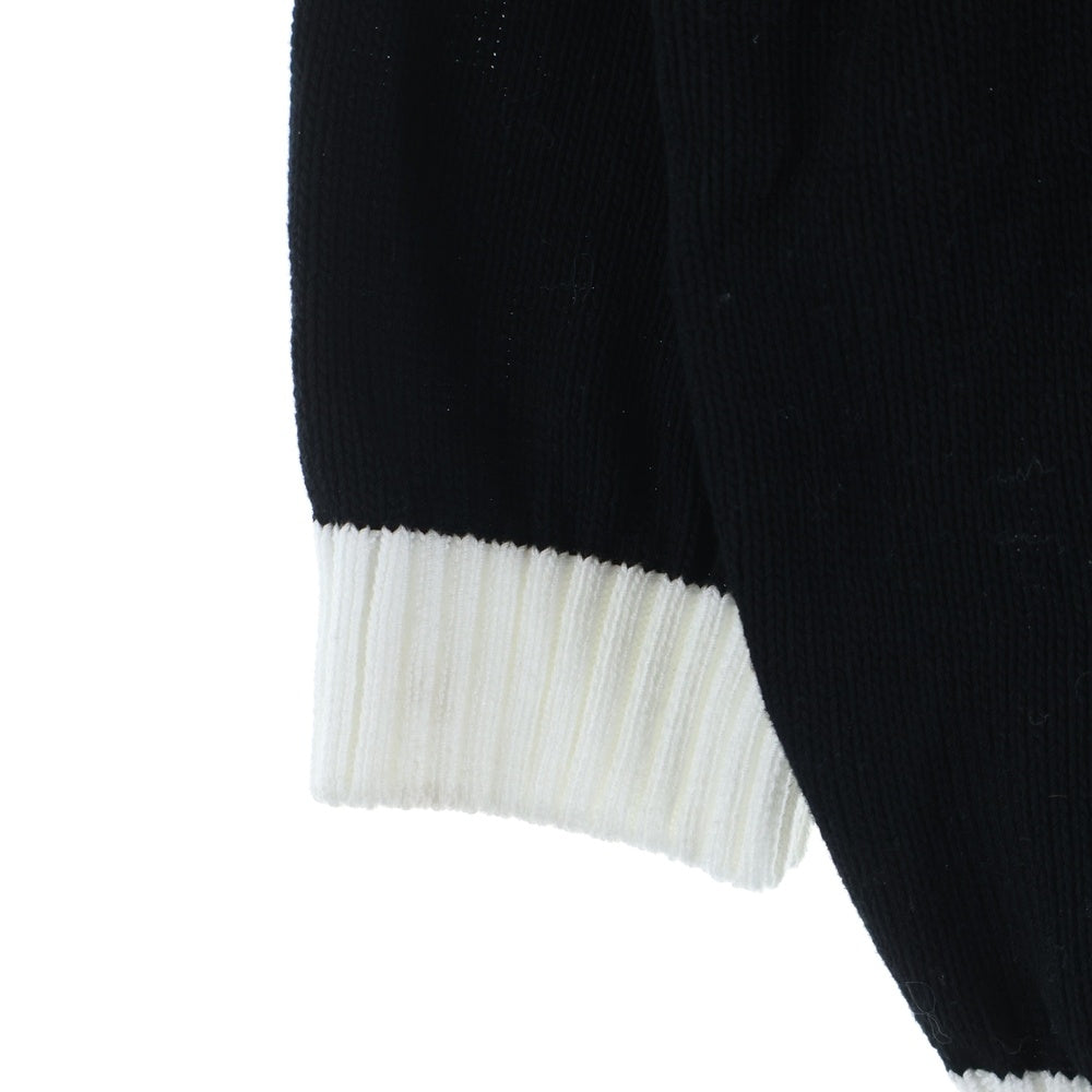 PRADA(プラダ) 24AW ロゴ刺繍 クロップド クルーネック 半袖ニット セーター ブラック レディース P24I1R