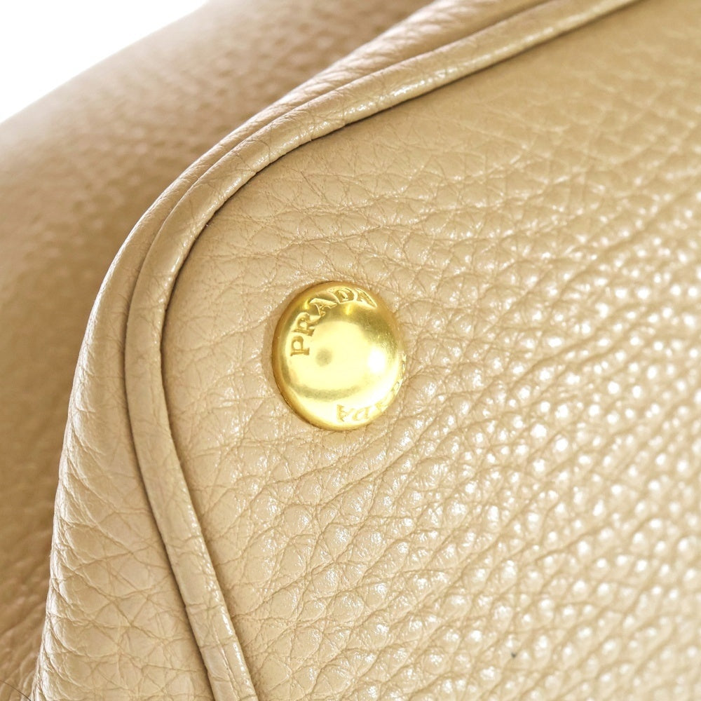 PRADA(プラダ) ヴィッテロ ダイノ レザー 2WAY ハンド トートバッグ ゴールド金具 ベージュ BN2794 レディース