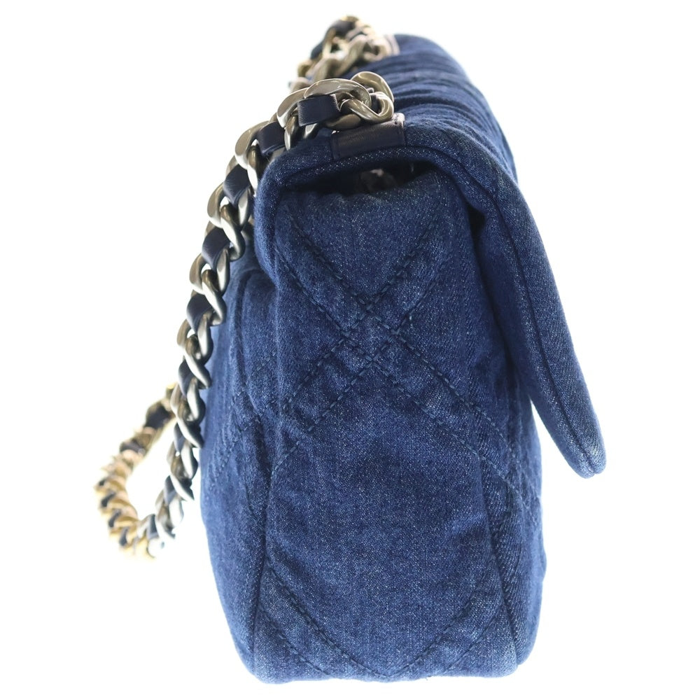 CHANEL(シャネル) シャネル19 マトラッセ チェーンショルダーバッグ ネイビー デニム ゴールド金具 AS1160 レディース