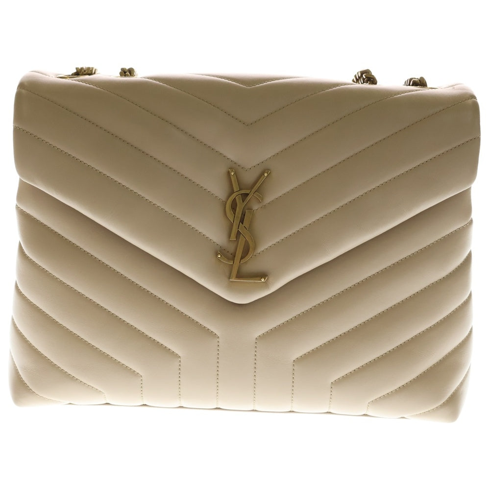 YVES SAINT LAURENT(イヴサンローラン) 2WAYバッグ ショルダーバッグ ハンドバッグ ベージュ カーフスキン 574946 ゴールド金具 レディース