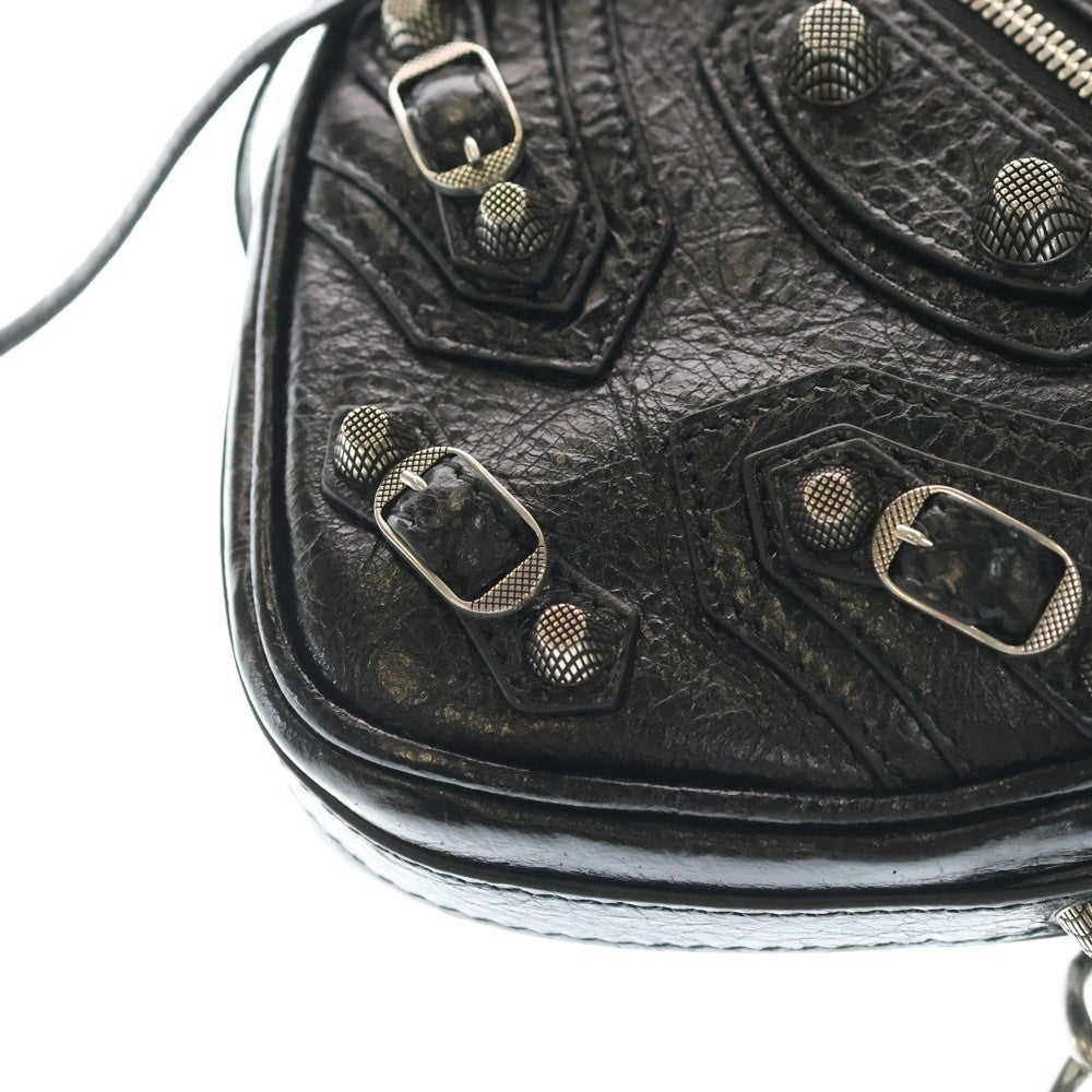 BALENCIAGA(バレンシアガ) ル カゴール ハートミニ ショルダーバッグ ブラック レザー シルバー金具 72278 レディース