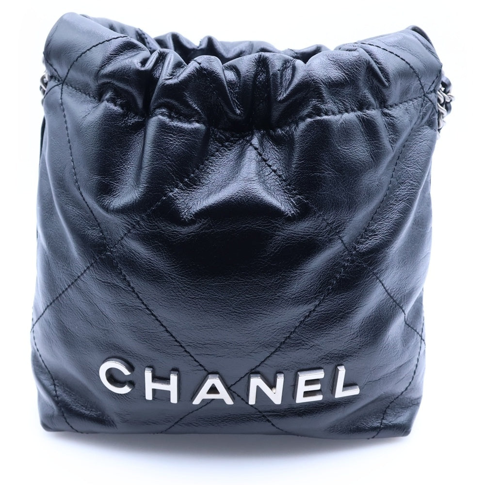 CHANEL(シャネル) シャネル22 ミニ ラムスキン ショルダーバッグ ブラック シルバー金具 レディース