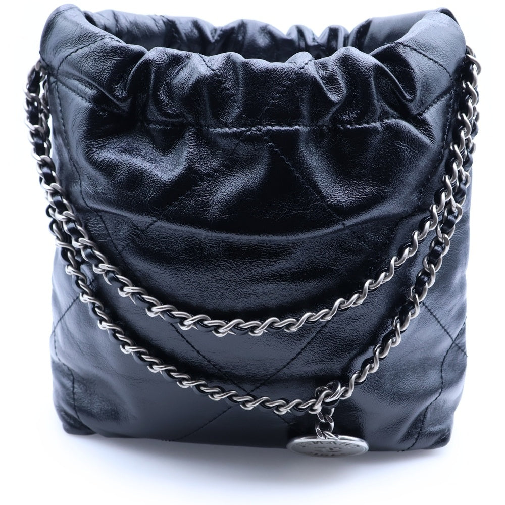 CHANEL(シャネル) シャネル22 ミニ ラムスキン ショルダーバッグ ブラック シルバー金具 レディース