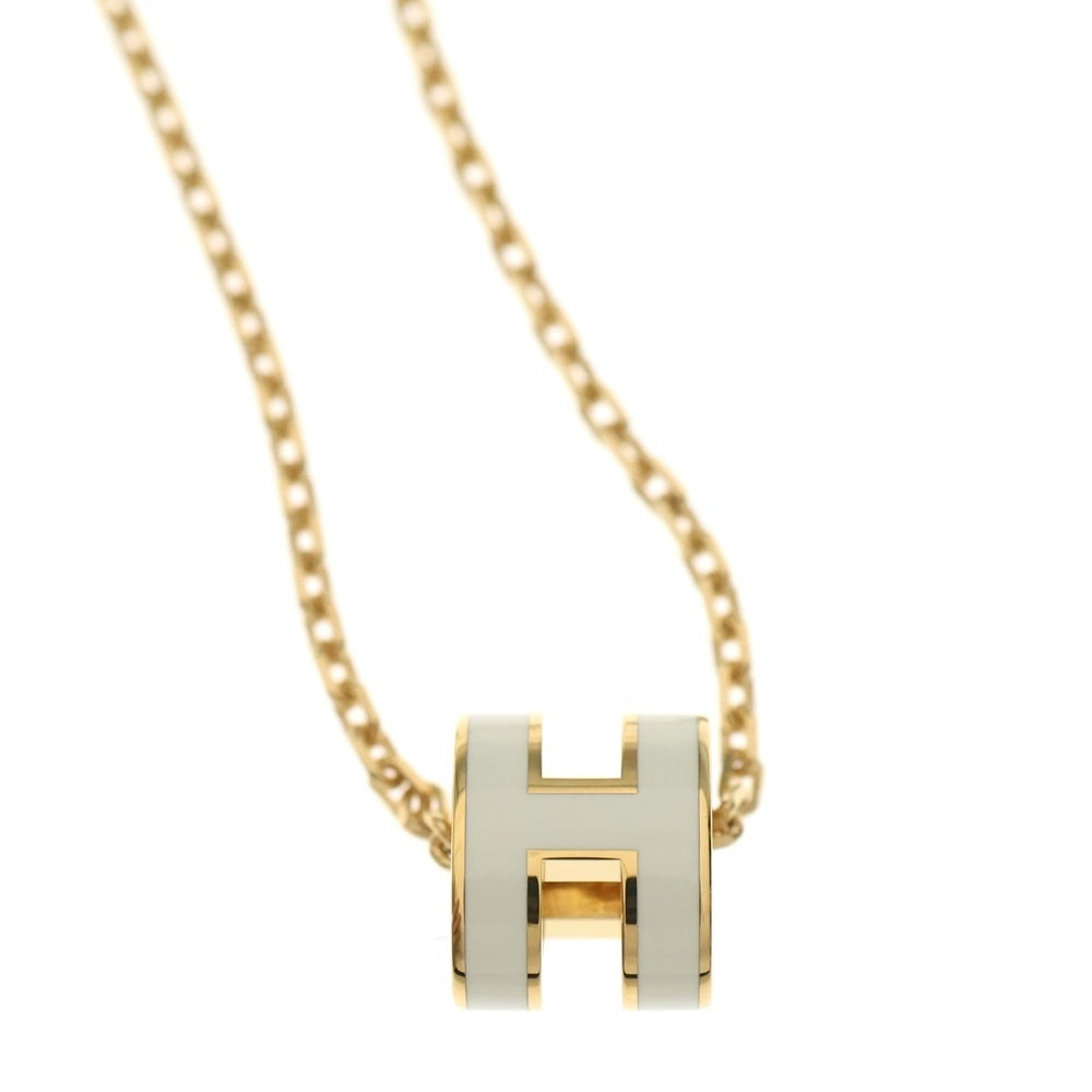 HERMES(エルメス) Hポップアッシュ ネックレス Hモチーフ ピンクゴールド×ホワイト GP ペンダント