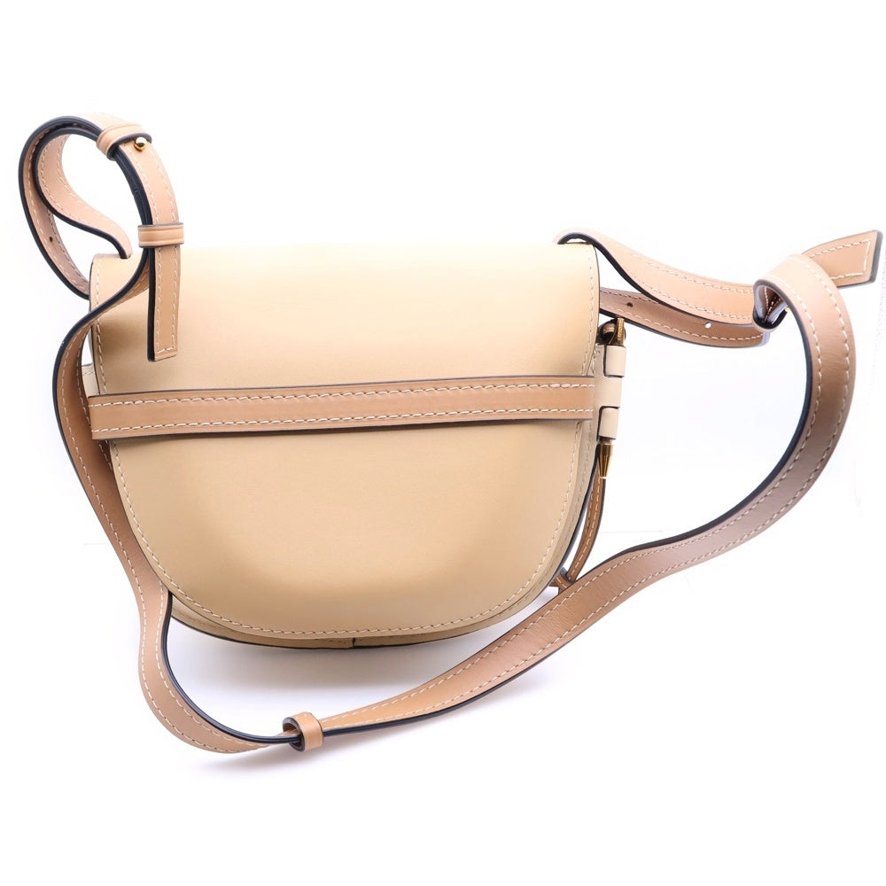 LOEWE(ロエベ) ゲートデュアルバック スモール ショルダーバッグ バイカラー ベージュ×ブラウン レザー ゴールド金具 レディース