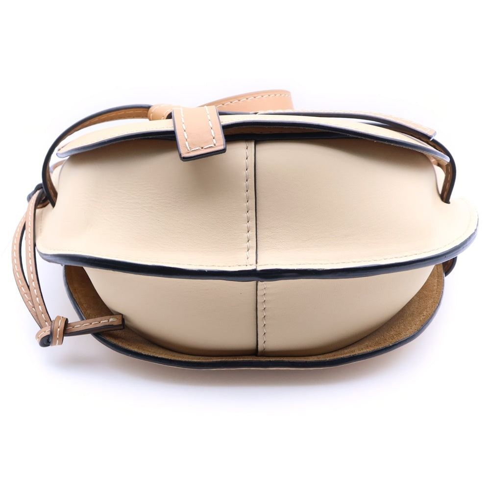 LOEWE(ロエベ) ゲートデュアルバック スモール ショルダーバッグ バイカラー ベージュ×ブラウン レザー ゴールド金具 レディース