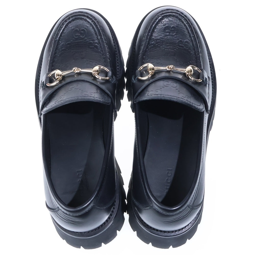 GUCCI(グッチ) 25SS GGエンボス ホースビット レザーローファー ブラック 817306