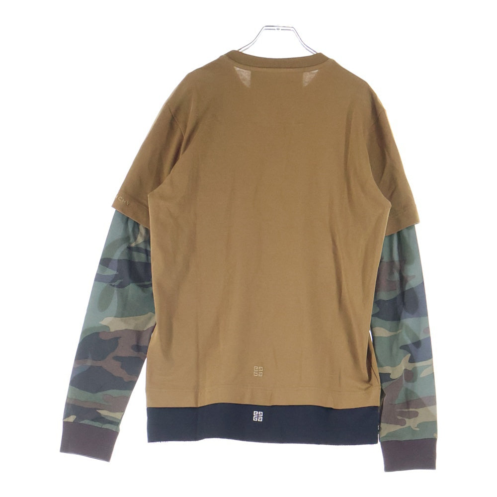 GIVENCHY(ジバンシィ) レイヤード メッシュ 迷彩 カモフラ柄 クルーネック 長袖Tシャツ ブラウン BMK71K73YGS