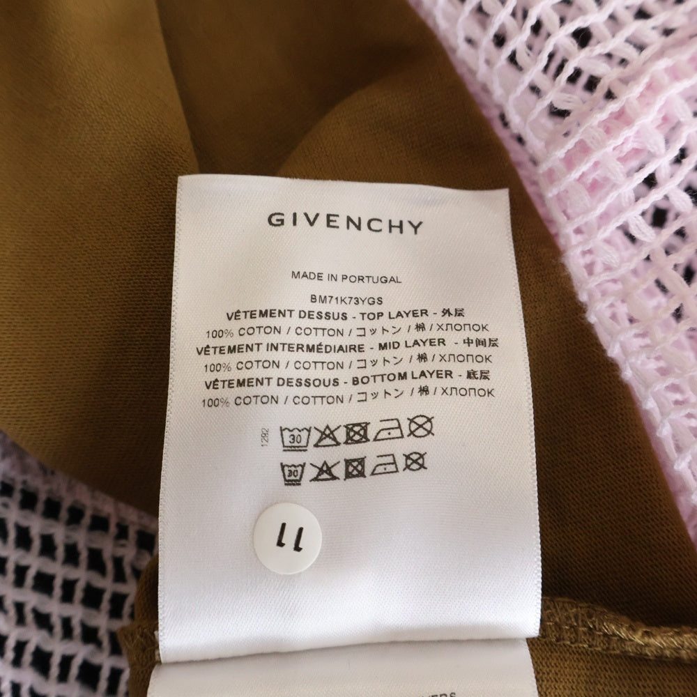 GIVENCHY(ジバンシィ) レイヤード メッシュ 迷彩 カモフラ柄 クルーネック 長袖Tシャツ ブラウン BMK71K73YGS
