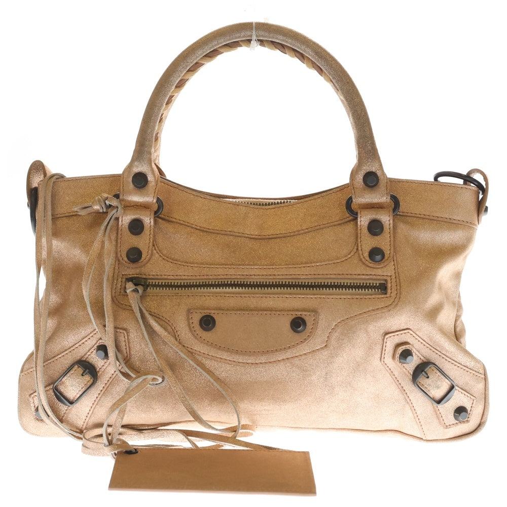 BALENCIAGA(バレンシアガ) ザ・ファースト レザー 2WAYハンドバッグ ショルダーバッグ ピンク ラメ レザー 103208 ブラウン金具 レディース