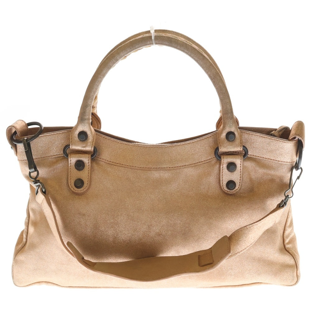 BALENCIAGA(バレンシアガ) ザ・ファースト レザー 2WAYハンドバッグ ショルダーバッグ ピンク ラメ レザー 103208 ブラウン金具 レディース