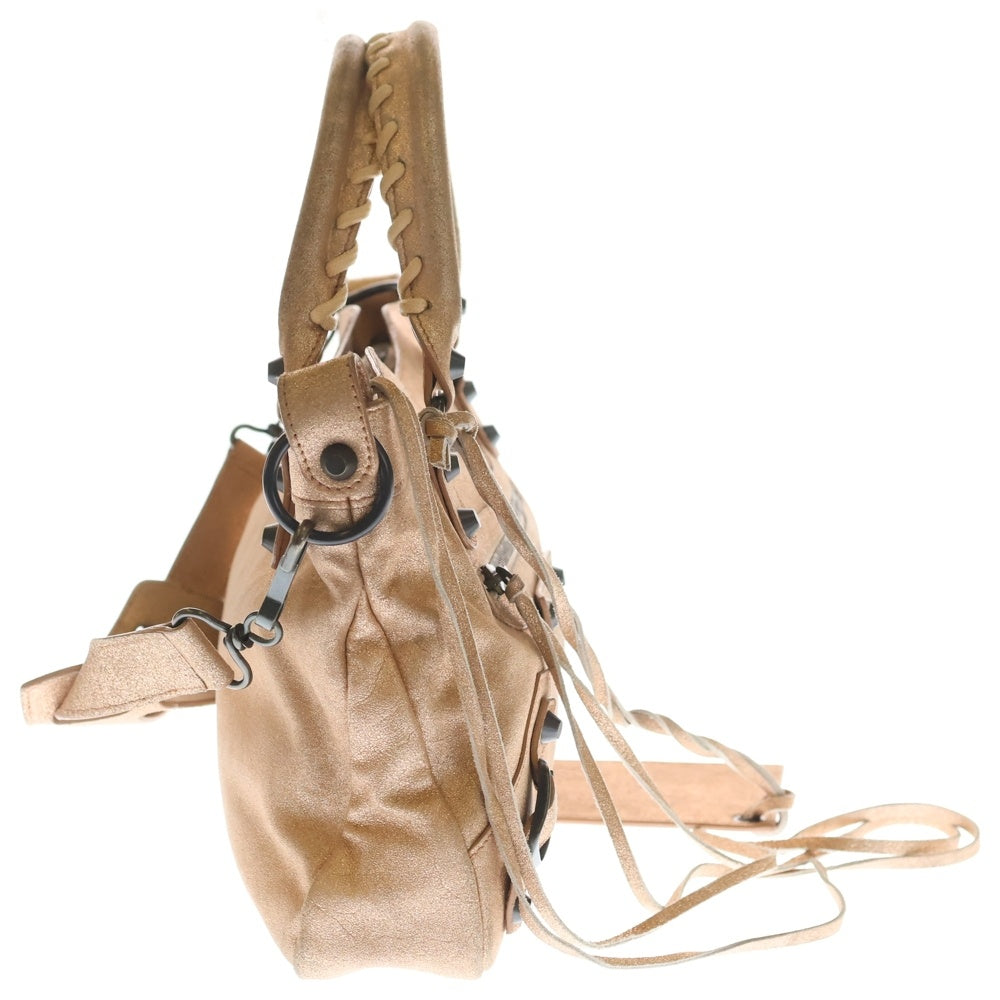 BALENCIAGA(バレンシアガ) ザ・ファースト レザー 2WAYハンドバッグ ショルダーバッグ ピンク ラメ レザー 103208 ブラウン金具 レディース