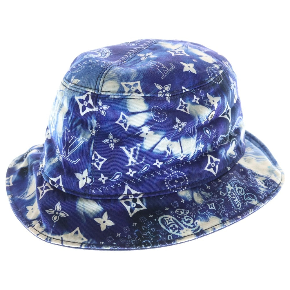 LOUIS VUITTON(ルイヴィトン) ボネ モノグラム ペイズリー柄 ロゴ刺繍 リバーシブル バケットハット ネイビー/ブルー MP3345