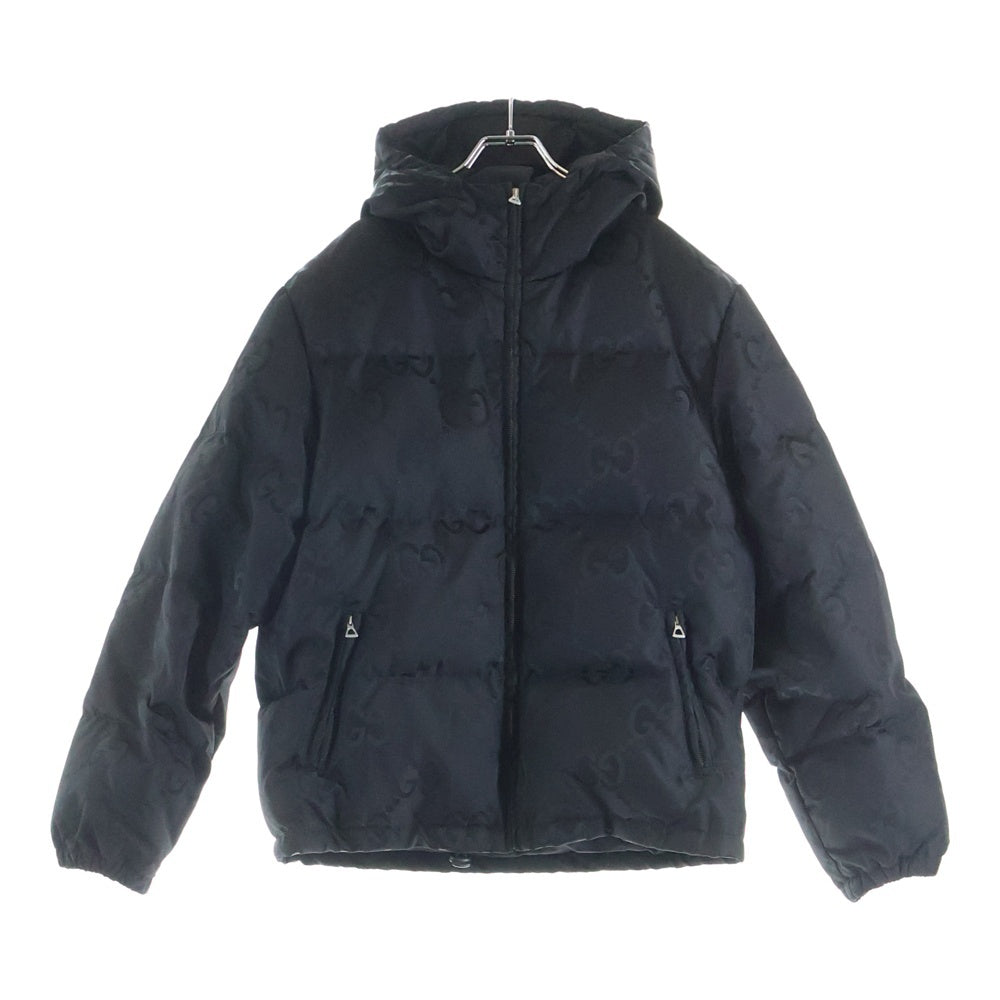 GUCCI(グッチ) GGキャンバス フーデッド ジップアップ ダウンジャケット ブラック 698710