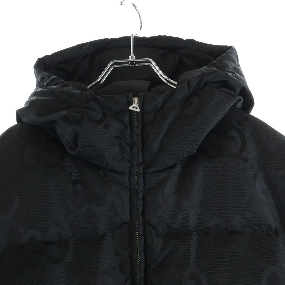 GUCCI(グッチ) GGキャンバス フーデッド ジップアップ ダウンジャケット ブラック 698710