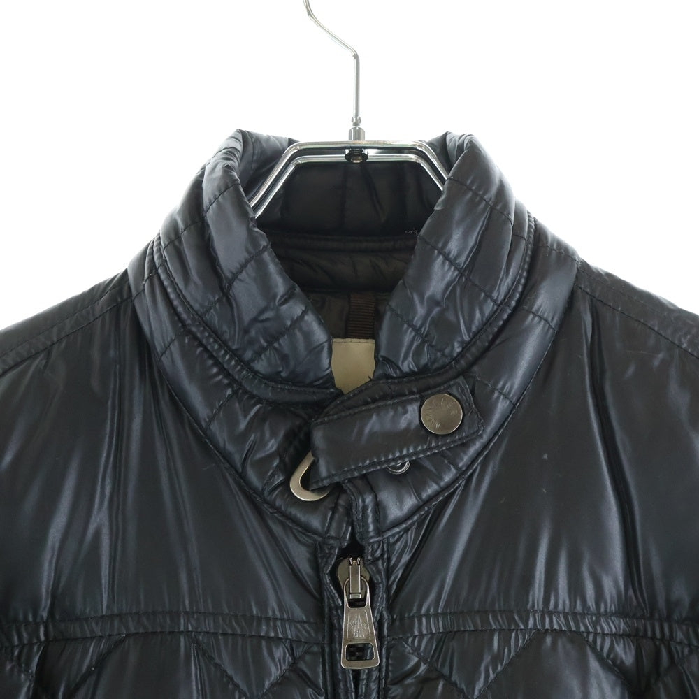 MONCLER(モンクレール) レザー ワッペンロゴ キルティング ジップアップ ダウンジャケット ブラック 40331 50 53012