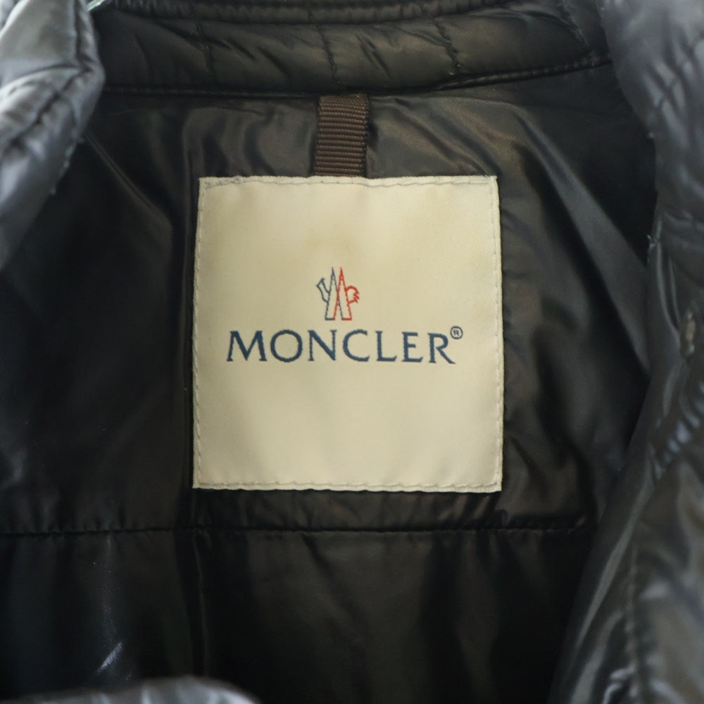 MONCLER(モンクレール) レザー ワッペンロゴ キルティング ジップアップ ダウンジャケット ブラック 40331 50 53012