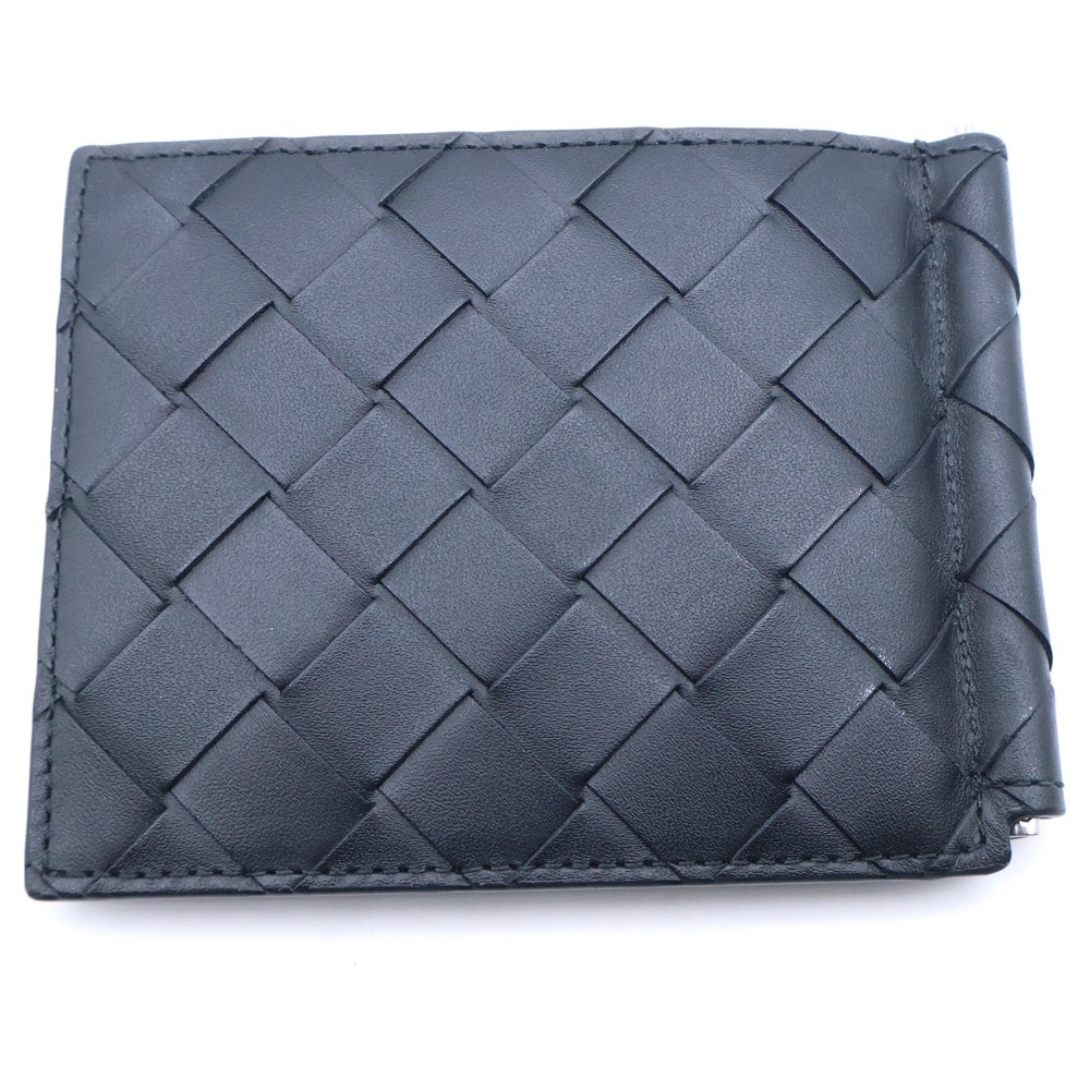 BOTTEGA VENETA(ボッテガヴェネタ) イントレチャート マネークリップ 財布 名刺入れ ウォレット カードケース ブラック レザー シルバー金具