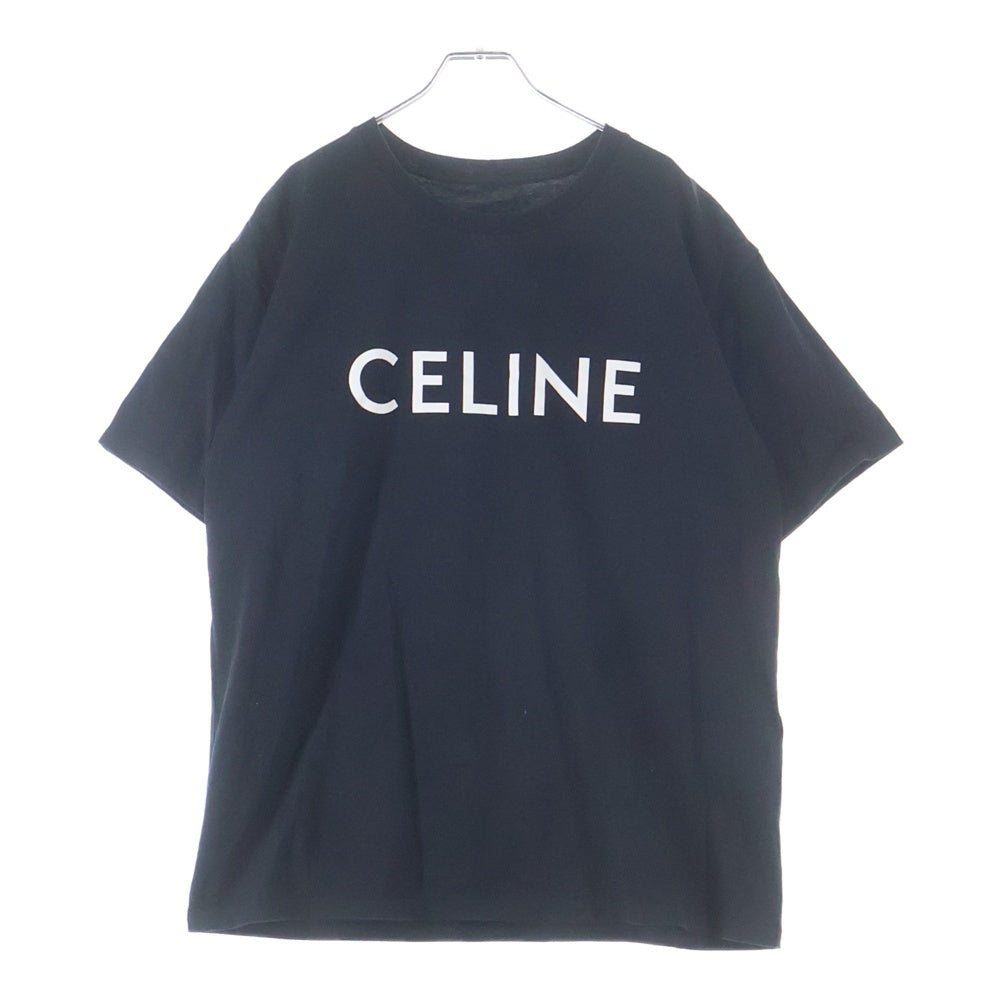 CELINE(セリーヌ) ロゴプリント クルーネック 半袖Tシャツ カットソー ブラック