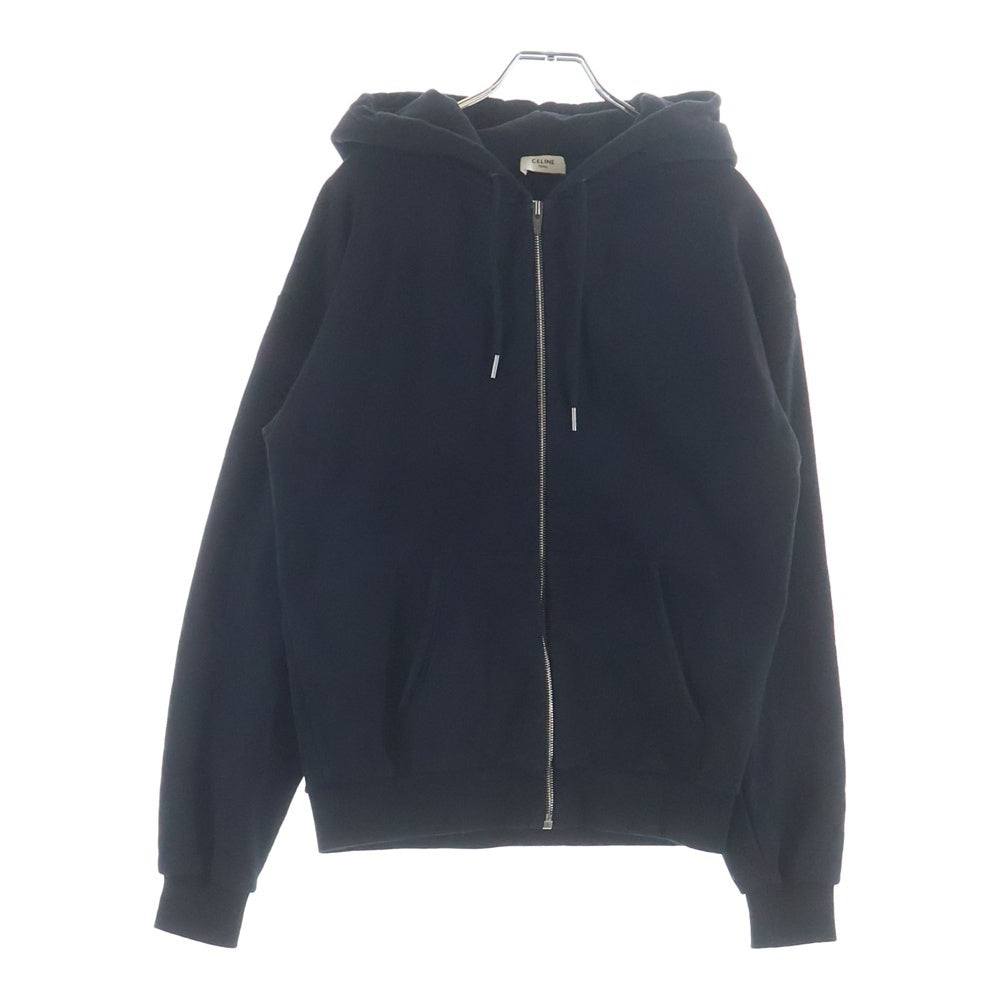 CELINE(セリーヌ) フードロゴプリント ジップアップパーカー フーディ ブラック レディース