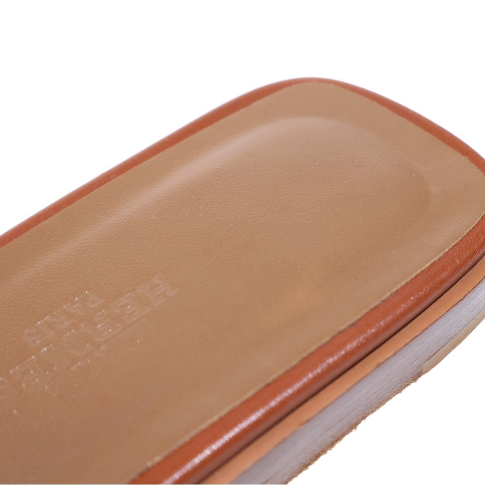 HERMES(エルメス) オラン Hロゴ レザー フラットサンダル シューズ ブラウン レディース