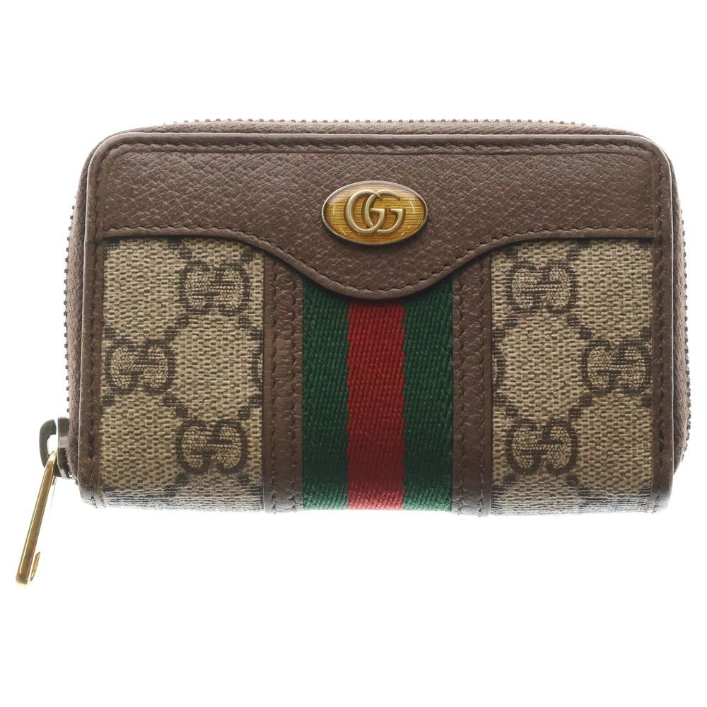 GUCCI(グッチ) GGスプリーム オフィディア コインパース ミニ財布 ウォレット ベージュ×ブラウン レザー×PVC 597613 ゴールド金具