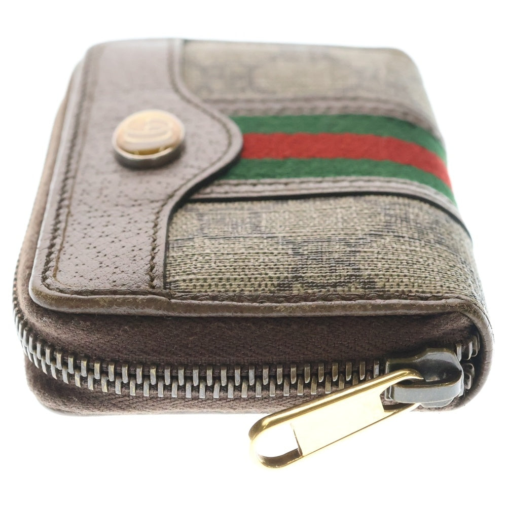 GUCCI(グッチ) GGスプリーム オフィディア コインパース ミニ財布 ウォレット ベージュ×ブラウン レザー×PVC 597613 ゴールド金具