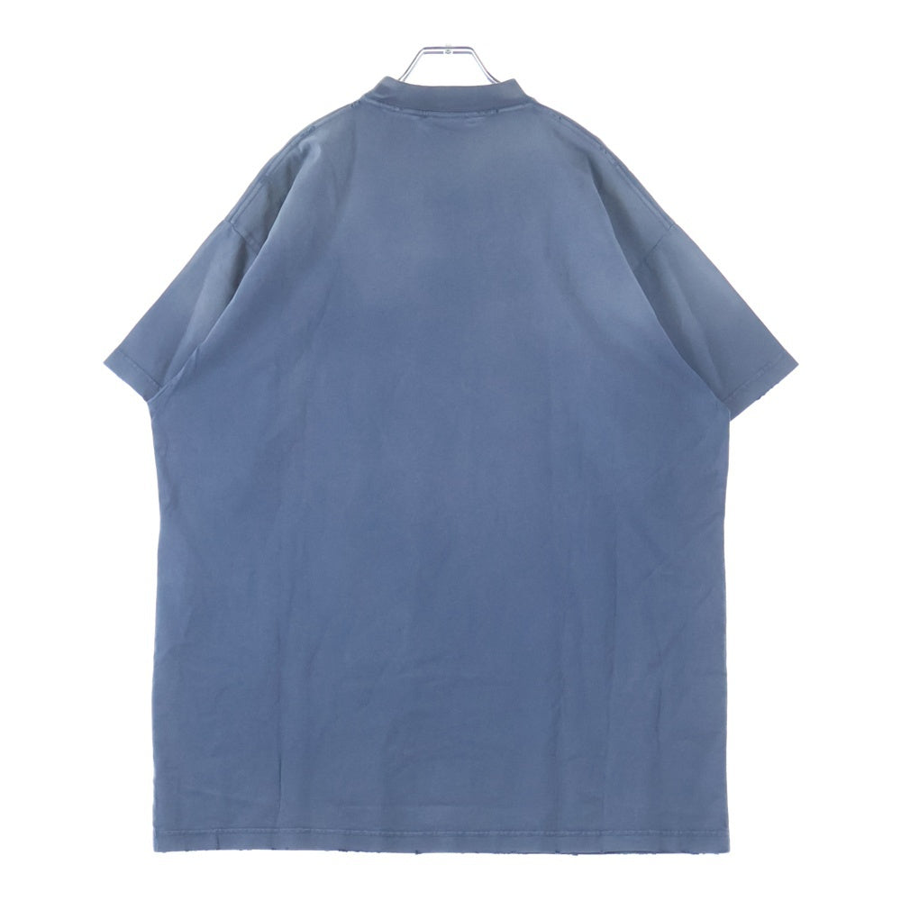 BALENCIAGA(バレンシアガ) 24SS Paris Moon Oversized TeeVintage ヴィンテージ 加工 ロゴ オーバーサイズ パリ 半袖Tシャツ ブルー 739028
