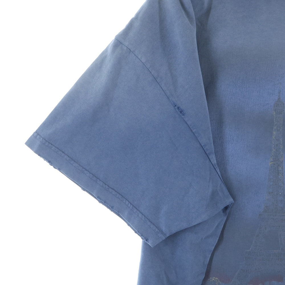 BALENCIAGA(バレンシアガ) 24SS Paris Moon Oversized TeeVintage ヴィンテージ 加工 ロゴ オーバーサイズ パリ 半袖Tシャツ ブルー 739028