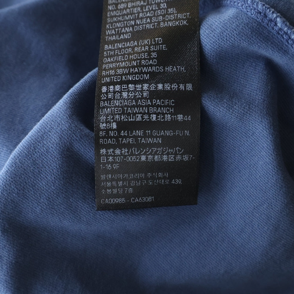 BALENCIAGA(バレンシアガ) 24SS Paris Moon Oversized TeeVintage ヴィンテージ 加工 ロゴ オーバーサイズ パリ 半袖Tシャツ ブルー 739028