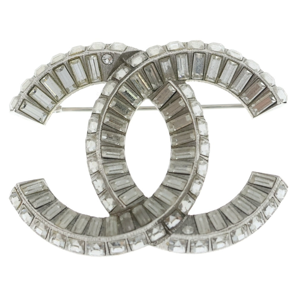 CHANEL(シャネル) ココマーク ラインストーン ピンバッジ ブローチ シルバー レディース