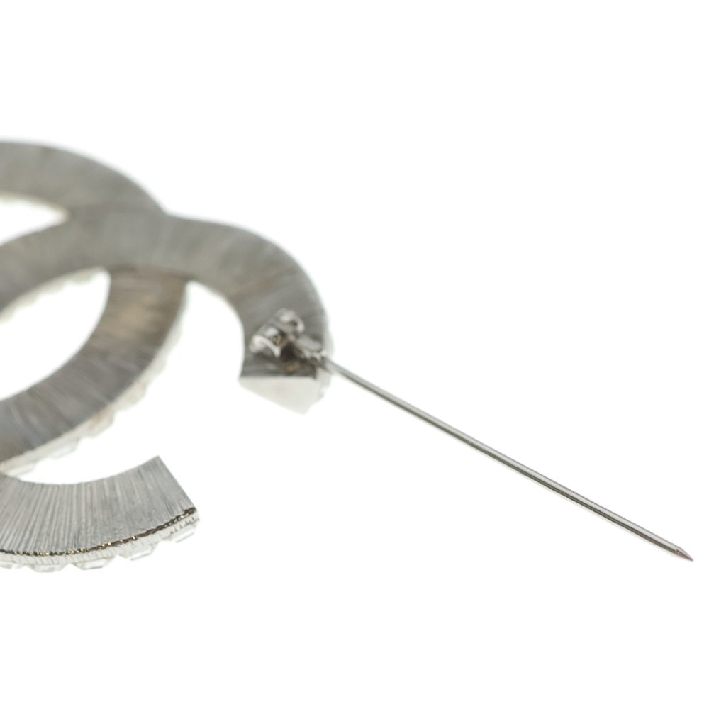 CHANEL(シャネル) ココマーク ラインストーン ピンバッジ ブローチ シルバー レディース