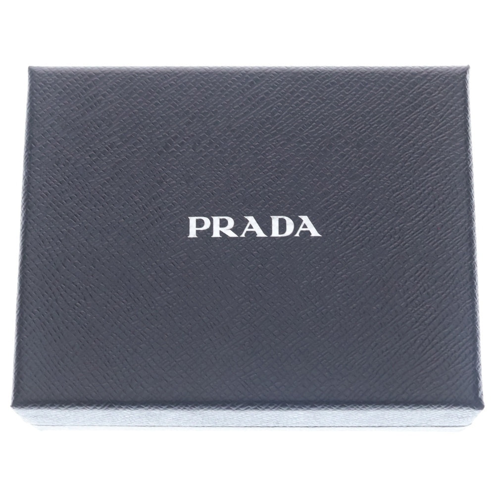 PRADA(プラダ) コンパクトウォレット 二つ折り財布 コインケース ブラック レザー×ナイロン 1ML018 シルバー金具 レディース