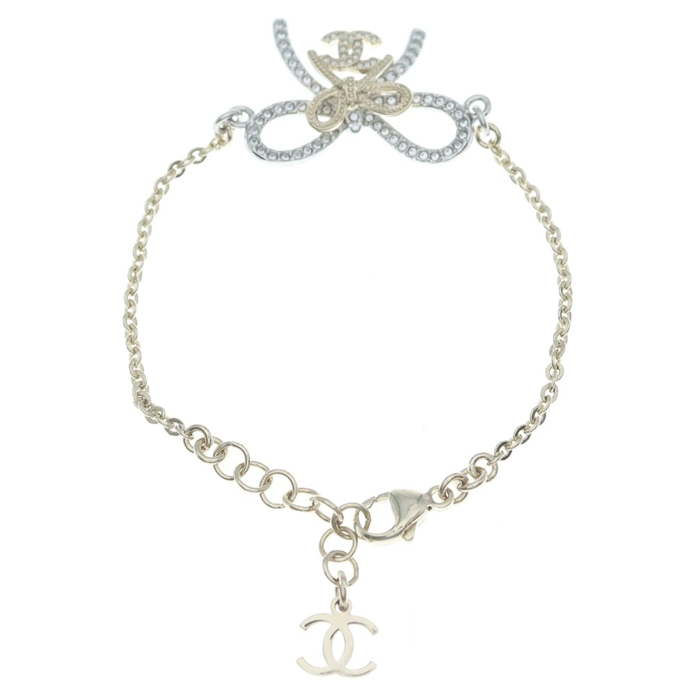 CHANEL(シャネル) ココマーク リボンラインストーン ブレスレット ゴールド GP レディース