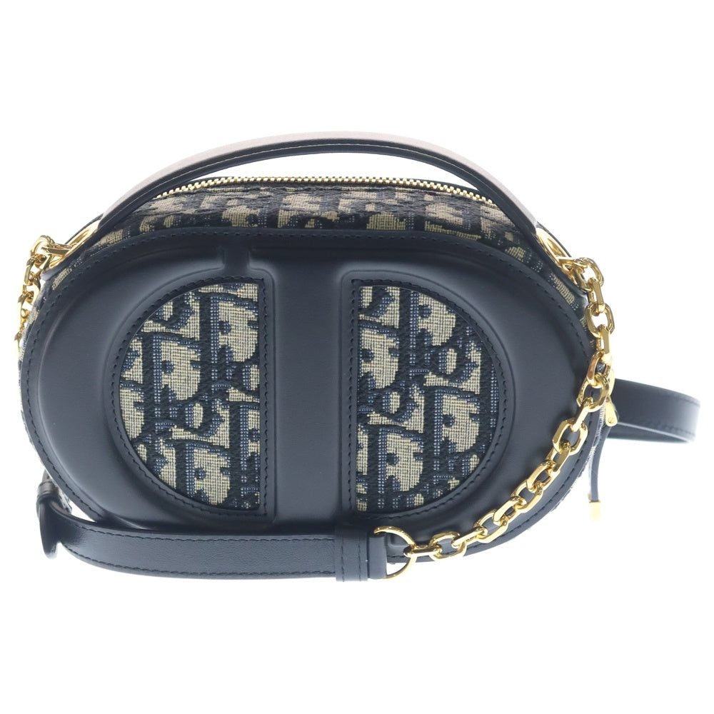 DIOR ディオール CDオーバル オブリーク カメラバッグ ネイビー×ベージュ レザー×キャンバス ショルダーバッグ Dior - DIOR ディオール CDオーバル オブリーク カメラバッグ ネイビー