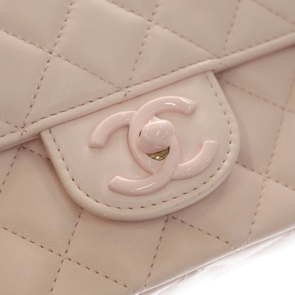 CHANEL(シャネル) マトラッセ チェーンショルダーバッグ ミニバッグ ライトピンク ラムスキン AS5243 ピンク金具 レディース