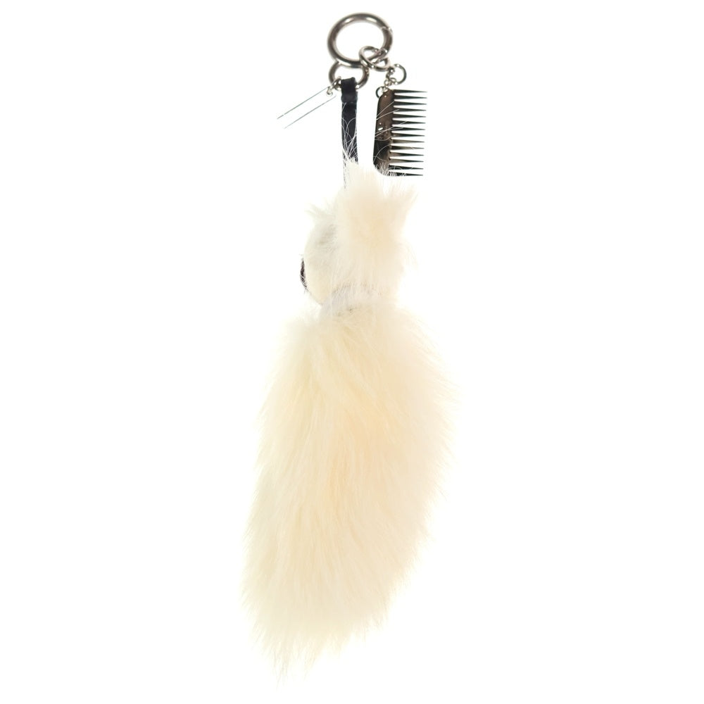 FENDI(フェンディ) カーリト カールラガーフェルド ファー キーホルダー バッグチャーム ホワイト レディース