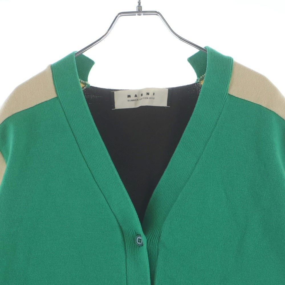 MARNI(マルニ) 12AW バイカラー コットンニット 長袖 カーディガン グリーン CDMDL02Q04FC902