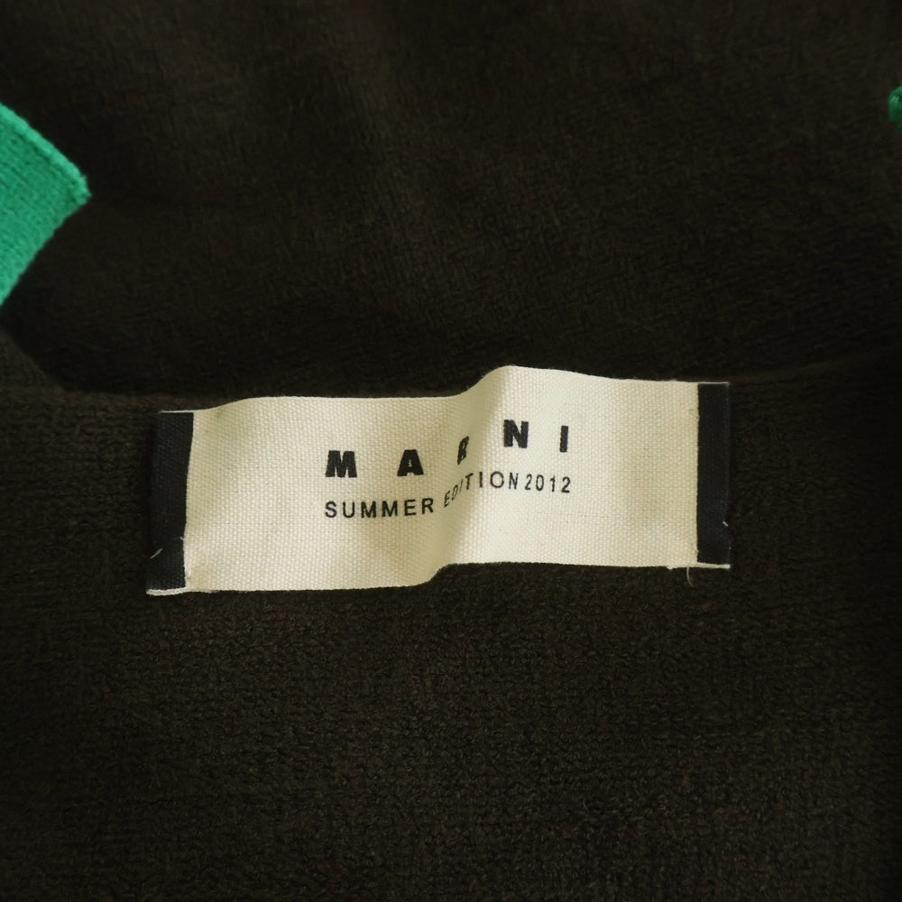 MARNI(マルニ) 12AW バイカラー コットンニット 長袖 カーディガン グリーン CDMDL02Q04FC902