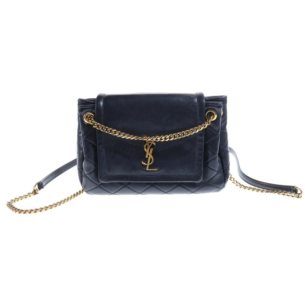 SAINT LAURENT PARIS(サンローランパリ) ノリータ チェーンショルダーバッグ ハンドバッグ ブラック レザー 672738 ゴールド金具 レディース