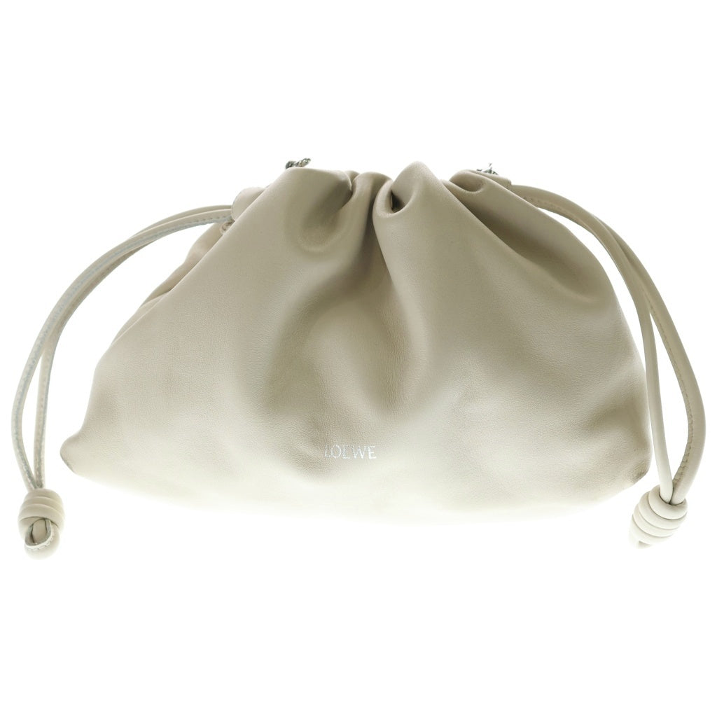 LOEWE(ロエベ) フラメンコバース ショルダーバッグ ハンドバッグ チェーンバッグ ホワイト レザー シルバー金具 レディース