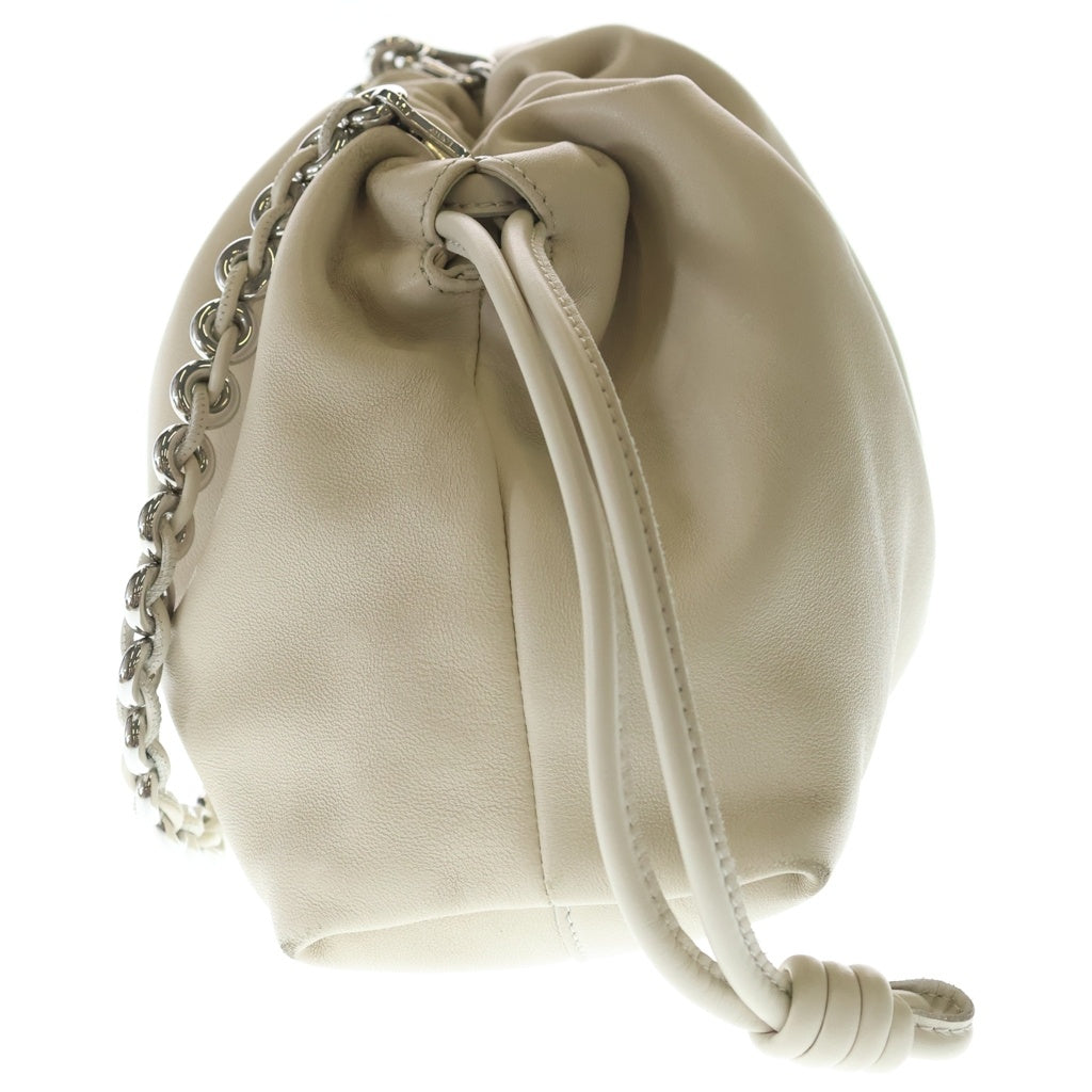 LOEWE(ロエベ) フラメンコバース ショルダーバッグ ハンドバッグ チェーンバッグ ホワイト レザー シルバー金具 レディース