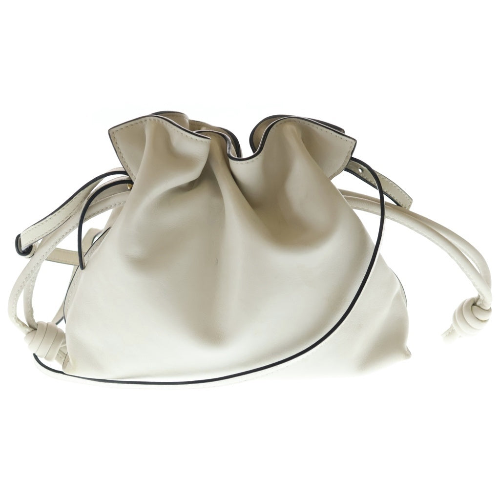 LOEWE(ロエベ) アナグラム フラメンコ クラッチ ミディアム ショルダーバッグ 巾着バッグ ホワイト ナッパーレザー