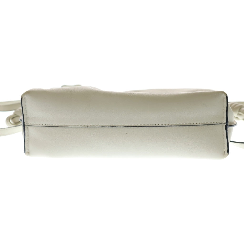 LOEWE(ロエベ) アナグラム フラメンコ クラッチ ミディアム ショルダーバッグ 巾着バッグ ホワイト ナッパーレザー